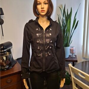 SHEIN Black Buttoned Military Style Jacket